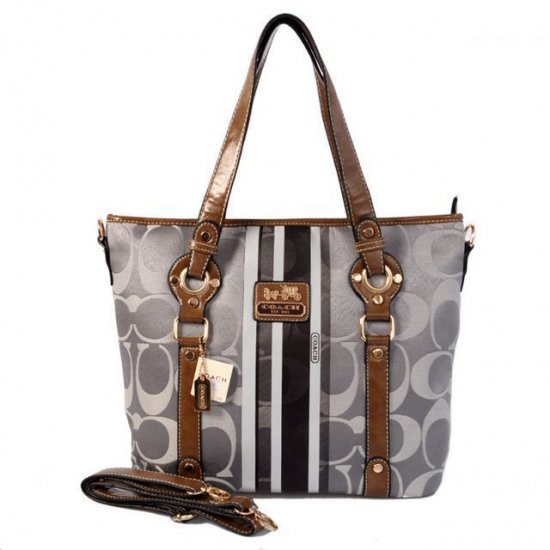 Coach Logo In Signature Medium Grey Totes BET | Women